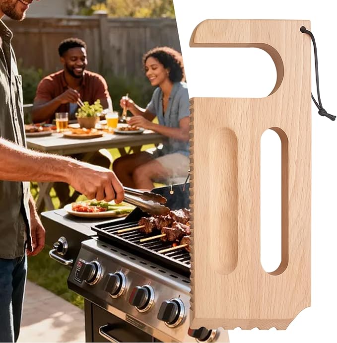 Wooden Grill Scraper, Brush Natural Hardwood BBQ Cleaner, Grill Grate Cleaner for Traeger Grills - Safe Bristle-Free Grill Cleaning Tool with Pro Series, Ironwood, and Timberline Grills
