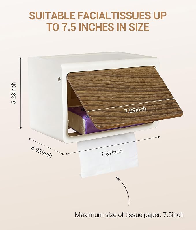 DPB Paper Towel Dispenser Wall Mount, No Drilling Required, Bathroom Paper Towel Holder with Lid, for Home and Commercial, Bathroom Kitchen (White)