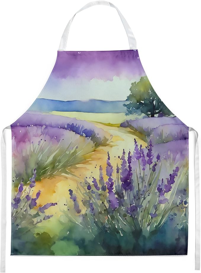 Caroline's Treasures Lavender in Watercolor Apron Cooking Kitchen Server Baking Crafts Gardening for Adult Women Men, Unisex, Large, Multicolor