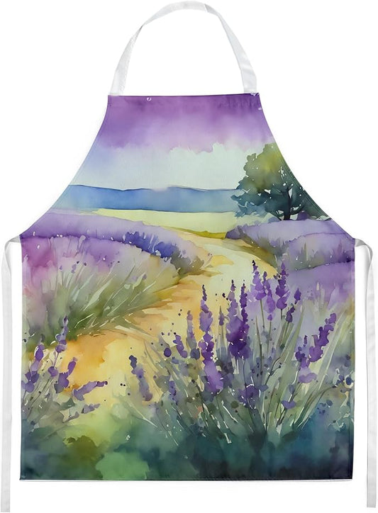 Caroline's Treasures Lavender in Watercolor Apron Cooking Kitchen Server Baking Crafts Gardening for Adult Women Men, Unisex, Large, Multicolor