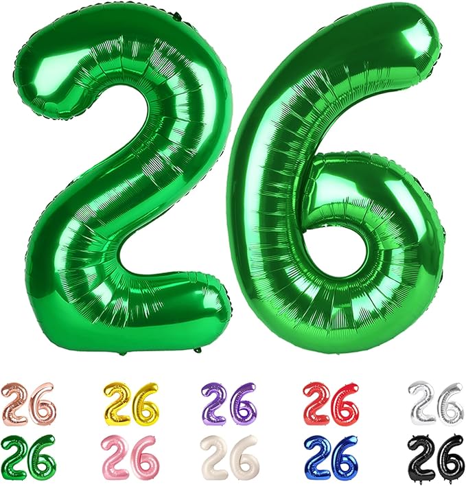 Numbers 26 Balloons, 26 Balloons, 26th Dark Green Party Decorations 40 In Big 26th for Girl Boys Engagement, Wedding, Celebration Party, Graduations, Photo Shoot