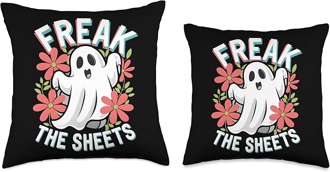 Freak In The Sheets Funny Halloween Boo Ghost Throw Pillow