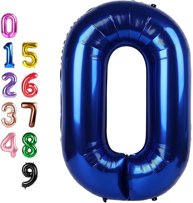 Balloon Numbers 40 Inch, Balloons 0 Number for Baby Birthday, Navy Blue Balloon for Baby Shower, Big Baloon for 10, 20, 100, 2025 Graduation Wedding Anniversaries Party