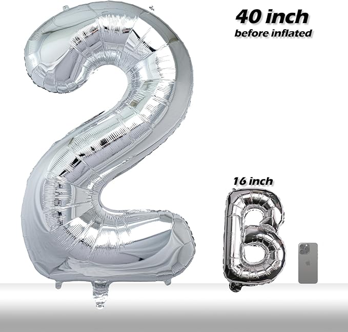 40 Inch 2026 Pack of 4 Silver Big Helium Foil Balloon Numbers Large Mylar Number for Christmas New Year's Eve Party Graduation Birthday