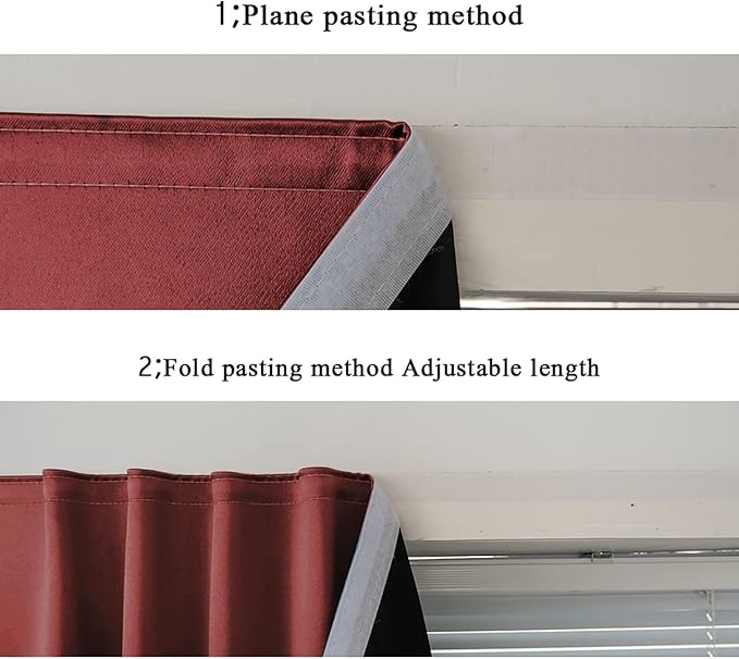 AJAZZ 100% Blackout Shades Window Cover Self Adhesive Curtains Sticky Curtain Portable Easy Open Blackout Curtains for Bedroom Living Room No Drilling (Burgundy, 35" W x 84" L) 1 Panel