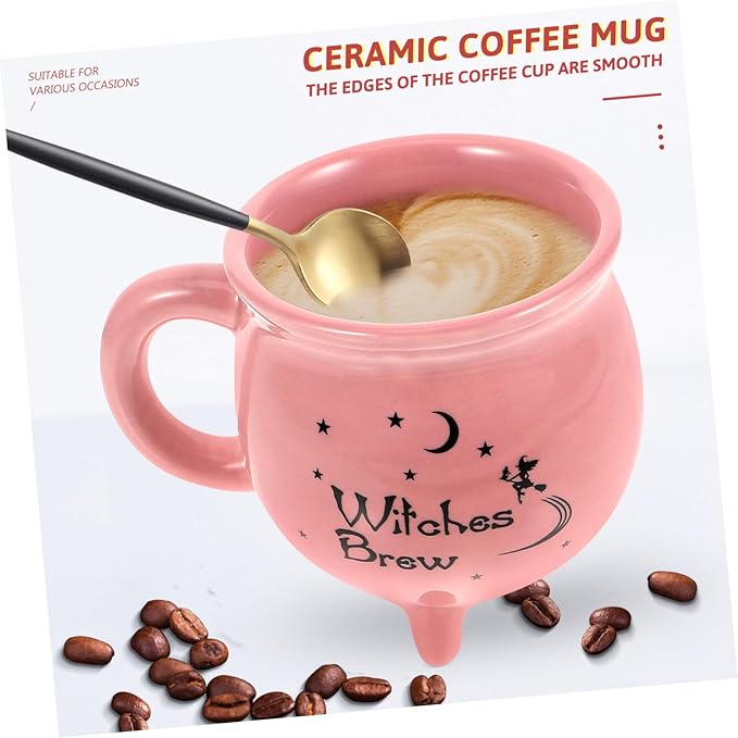 NOLITOY Ceramic Cauldron Mug Kawaii Drinking Cup for Halloween Unique Design for Home Office Cafe and Parties Comfortable and Eye-catching