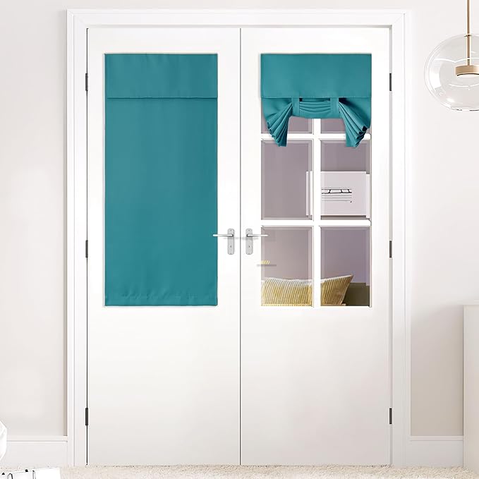 NICETOWN Small Door Window Curtains for Front French Back Door, Thermal Insulated Blind Cover for Privacy, Blackout Patio Drapes for Side, 1 Panel, 26" W x 50" L, Peacock Teal