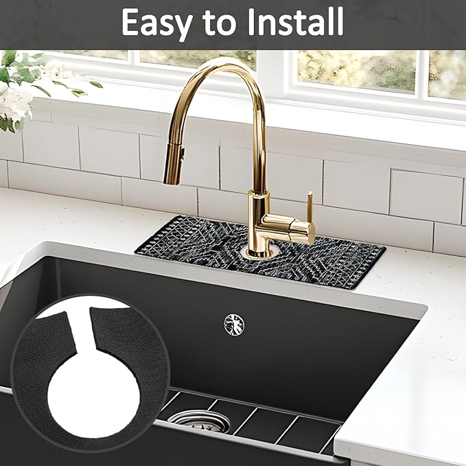 2PCS 15" X 5.5" Kitchen Sink Splash Guard Faucet Mat Aztec Super Absorbent Fast Drying Faucet Guard & Draining Mat Sink Splash Guard Behind Faucet for Kitchen, Bathroom