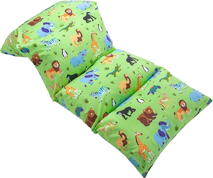 Wildkin Kids Pillowcase Lounger Cover – Travel-Friendly Sleepover Lounger, Fits Standard Pillows (Pillows Not Included), Soft Cotton Blend, Fun Patterns for Boys & Girls - Wild Animals