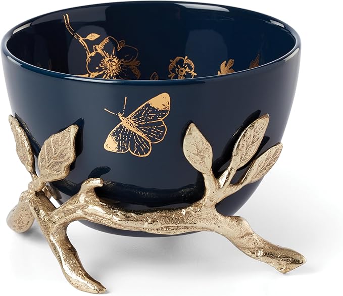Lenox 890734 Sprig & Vine Bowl with Gold Stand, 4.5"D x 2.75"H, 1 Count