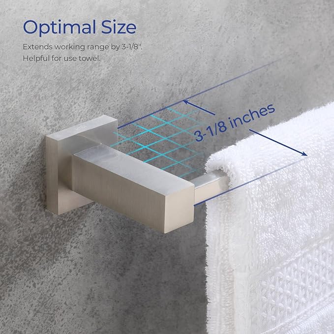 KIBI Cube 10 Inch Hand Towel Bar in Brushed Nickel | Solid Brass, Wall Mounted, Rust-Resistant Finish Bathroom Towel Holder for Bathroom, Kitchen, Washroom | Modern & Durable Design (KBA1503BN)