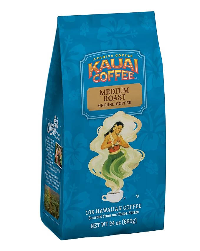 Kauai Coffee Koloa Estate Medium Roast - Ground Coffee, 24 oz Package (Pack of 2)
