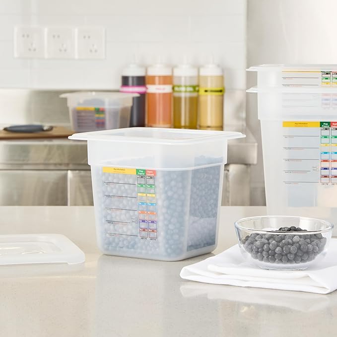 Restaurantware Food Storage Container 10 Pack of 6.8 x 4.2 x 5.9 Inches Plastic Stackable Storage Box White Reusable Label Container Dishwasher Safe For Restaurants And Kitchens