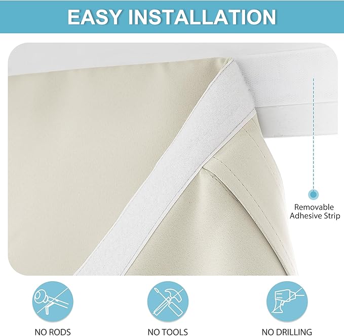 RYB HOME Door Curtain - Privacy Thermal Insulated Patio/Front/Classroom/Kitchen/Dining/Tricia/French Door Window Curtains, W30 x L40 inch, 1 Panel, Light Beige