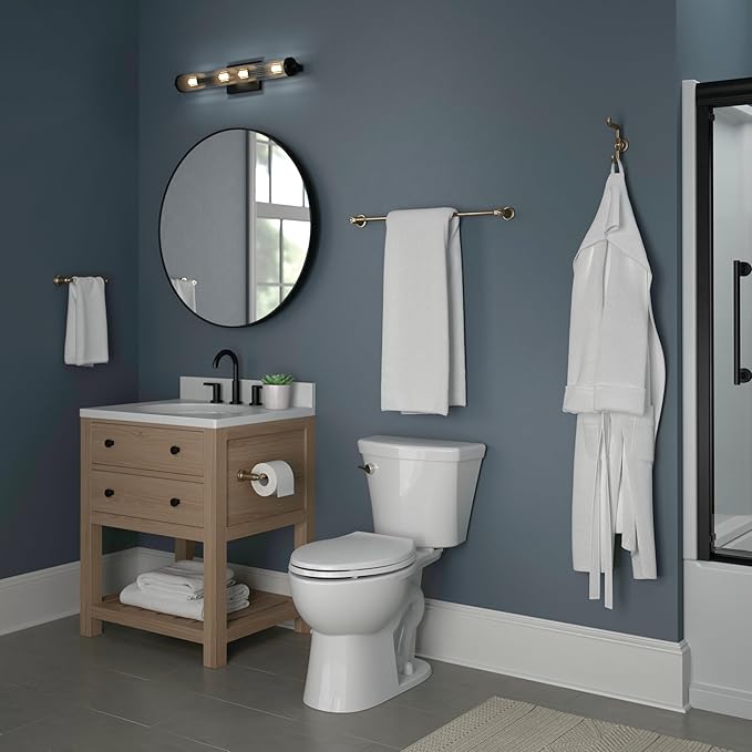 Delta Saylor 5-Piece Bathroom Set with 24 in. Towel Bar, 8 in. Hand Towel Holder, Toilet Paper Holder, Towel/Robe Hooks (2) | Champagne Bronze Gold Bathroom Accessories | Bathroom Hardware Set
