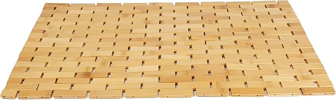 Mind Reader Bath Mat, Shower Mat, Bathtub Mat, Bathroom Accessory, Wood, Rayon from Bamboo, 23.5"L x 16.5"W x 0.4"H, Brown