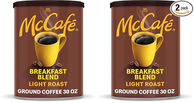 McCafe Breakfast Blend,Light Roast Ground Coffee,30 oz Canister,(Pack of 2)