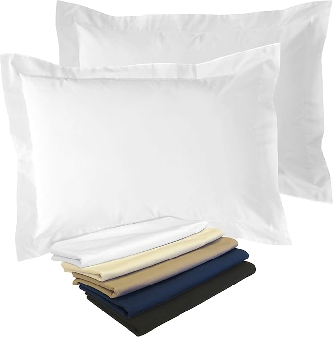 FRESH IDEAS Poplin Tailored 2-Pack Pillow Sham, Standard, White