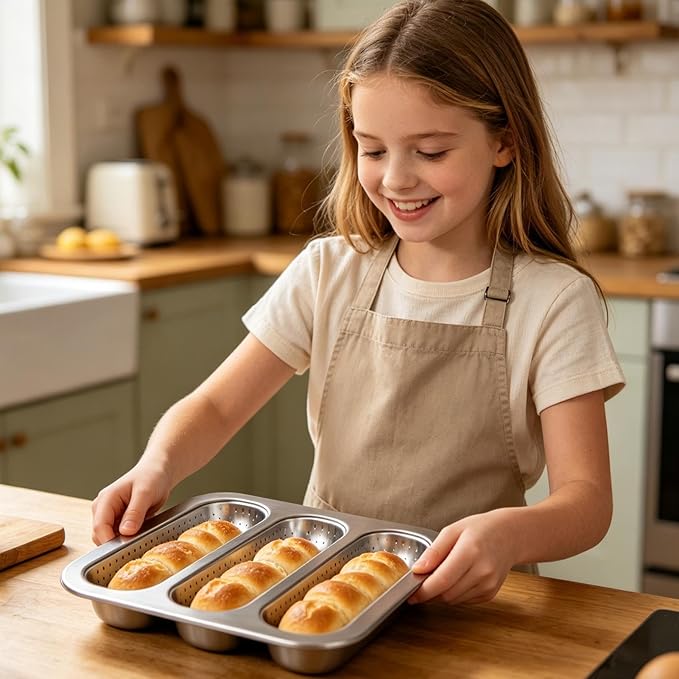 Bread Baking Pan, Baguette Mold Set, Nonstick Fixture with Balanced Grip, Perforated Tray with Consistent Utility, 0.79x9.84x1.18 inches Kitchen Organizer, Outdoor Accessory for Cooking Routine