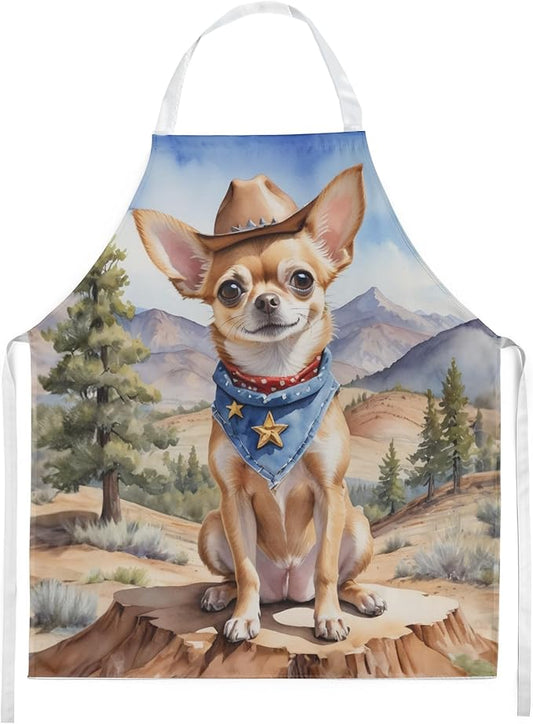Caroline's Treasures Chihuahua Cowboy Welcome Apron Cooking Kitchen Server Baking Crafts Gardening for Adult Women Men, Unisex, Large, Multicolor