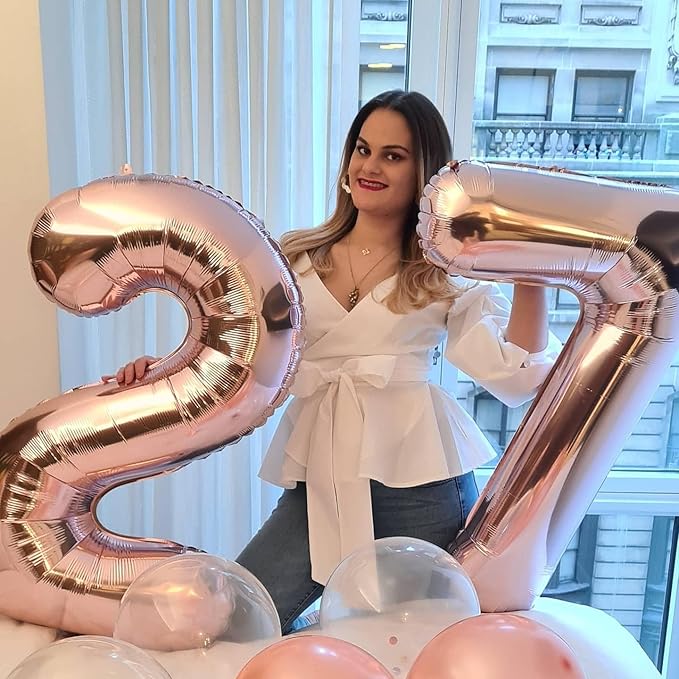 Numbers Balloon, 40 Inch 7 Balloons for Birthday Party, Rose Gold 7 Number Balloons for 7, 17, 27 Game Competition Wedding Anniversaries Party, Christmas and New Years Eve Party