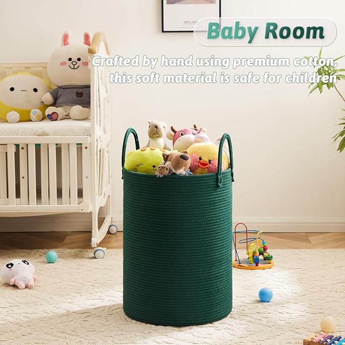 Artfeel Laundry Basket,Woven Cotton Rope Laundry Hamper,100L for Decorative Storage of Dirty Clothes,Toys and Blankets in Bathroom,Baby Room and Living Room