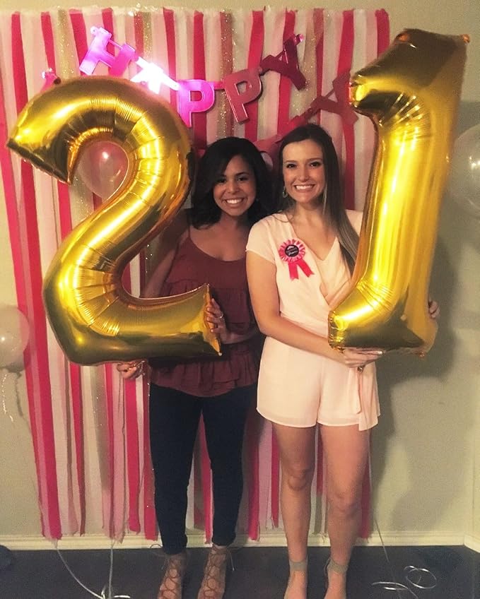 Balloon 12 Number 40 Inch, Gold Large Number Balloons Birthday Gift for 12 21 Years Old, Maylar Balloon Decorations for Wedding Engagement Graduations Memorial Day's