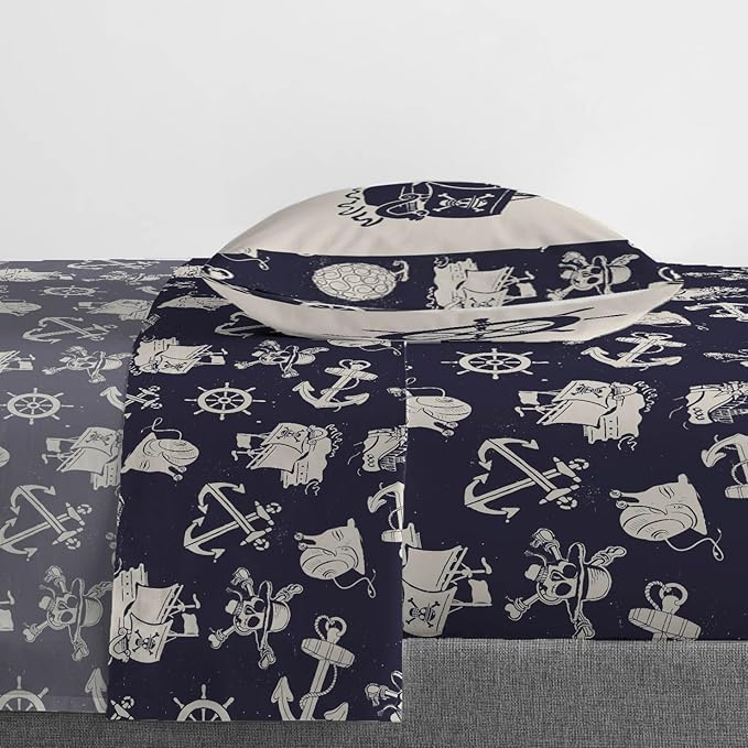 Jay Franco Kids Sheet Set with Fitted, Flat Sheets & Pillow Cover - Ultra-Soft Bedding with Pillowcase for Room Decor, Blue - One Piece, 3 Piece Twin