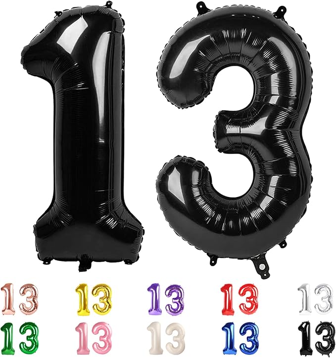 13 Balloons Number, 31 Balloons, 13th Black Party Decorations 40 In Big 31st for Women Men Engagement, Wedding, Celebration Party, Graduations, Photo Shoot