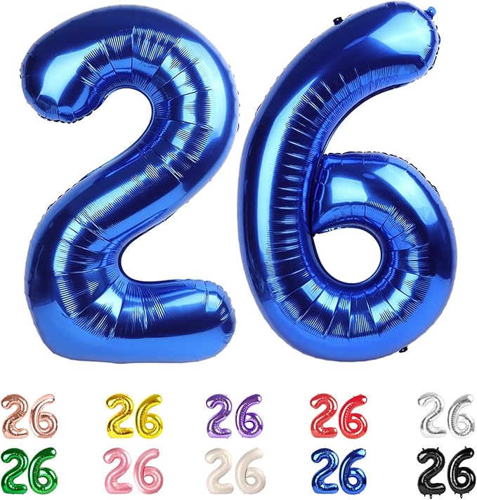 Numbers 26 Balloons, 26 Balloons, 26th Dark Blue Party Decorations 40 In Big 26th for Girl Boys Engagement, Wedding, Celebration Party, Graduations, Photo Shoot
