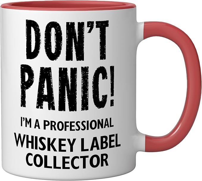Whiskey Label Collector Ceramic Mug, Red/White