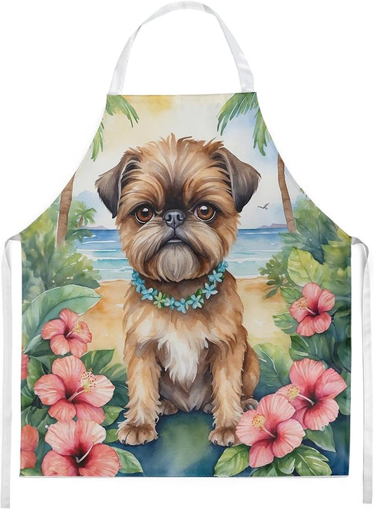 Caroline's Treasures Brussels Griffon Luau Apron Cooking Kitchen Server Baking Crafts Gardening for Adult Women Men, Unisex, Large, Multicolor