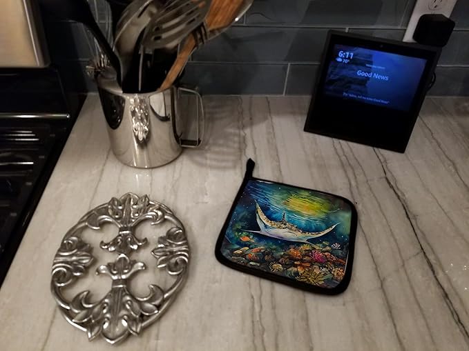 Caroline's Treasures Sting Ray Pair of Pot Holders Kitchen Heat Resistant Pot Holders Sets Oven Hot Pads for Cooking Baking BBQ, 7 1/2 x 7 1/2