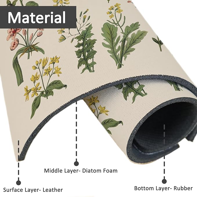 24" X 5.5" Kitchen Sink Splash Guard Faucet Mat Floral Super Absorbent Fast Drying Faucet Guard & Draining Mat Sink Splash Guard Behind Faucet for Kitchen, Bathroom