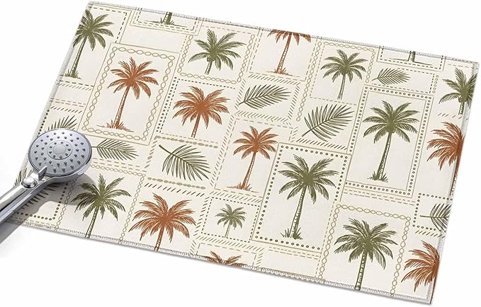 Area Rug 2x3ft, Vintage Coconut Tree Palm Leaves Washable Rugs for Living Room Bedroom, Farm Tropical Plant on Beige Soft Non-Slip Area Rugs Rectangle Floor Carpet for Dining Room