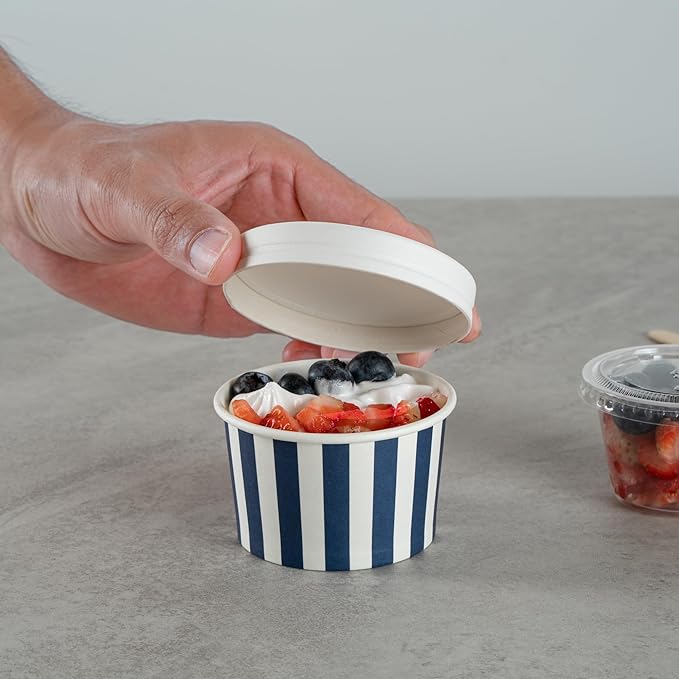 Restaurantware Blue 200 Count To Go Cup Disposable 3 x 3 x 1.8 Inches Paper Mini Cup Grease-Resistant Cup Recyclable Durable Design, Lids Sold Separately