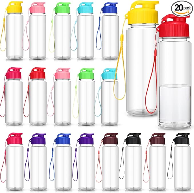 Mifoci 20 Pieces Water Bottle Bulk 17 oz Plastic Water Bottles Bulk Gym Sports Adults Reusable Large Bottles with Leak Proof Flip Top for Party Outdoor (Assorted Color)