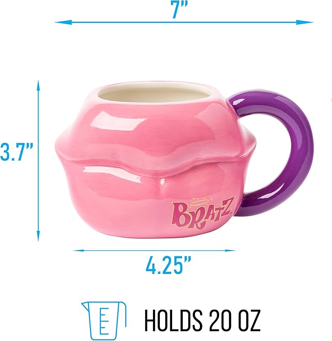 Silver Buffalo Bratz Lips Ceramic 3D Sculpted Mug, 20 Ounces