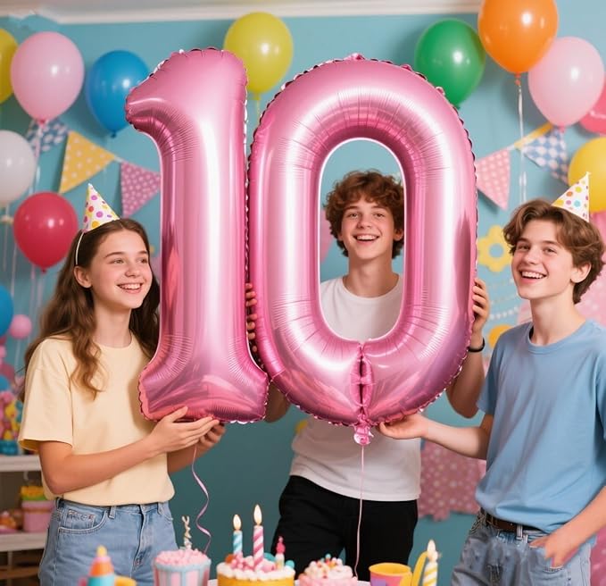 Zero Balloon Numbers 40 Inch Big 0 Pearl Pink Balloon Numbers for Birthday Decoration, Baloon for 10 20 30 40 100 2026 Graduation Decor Wedding Anniversaries Party