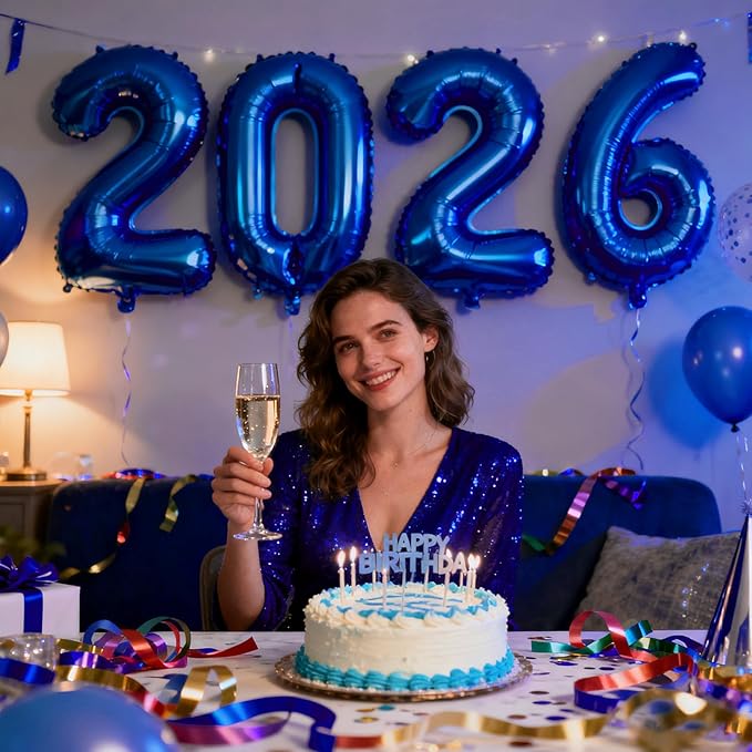 Royal Blue 2026 Balloons, Jumbo 40 Inch Foil 2026 Number Balloons, Grad Balloons for Class of 2026 Graduation Party, Royal Blue Matellic Foil New Year Birthday Home Office Party Supplies