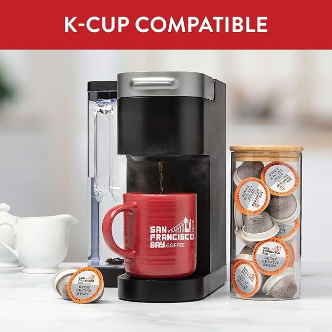 San Francisco Bay Compostable Coffee Pods - DECAF French Roast K Cup Compatible including Keurig 2.0,Dark Roast,Swiss Water Processed,(Pack of 72)