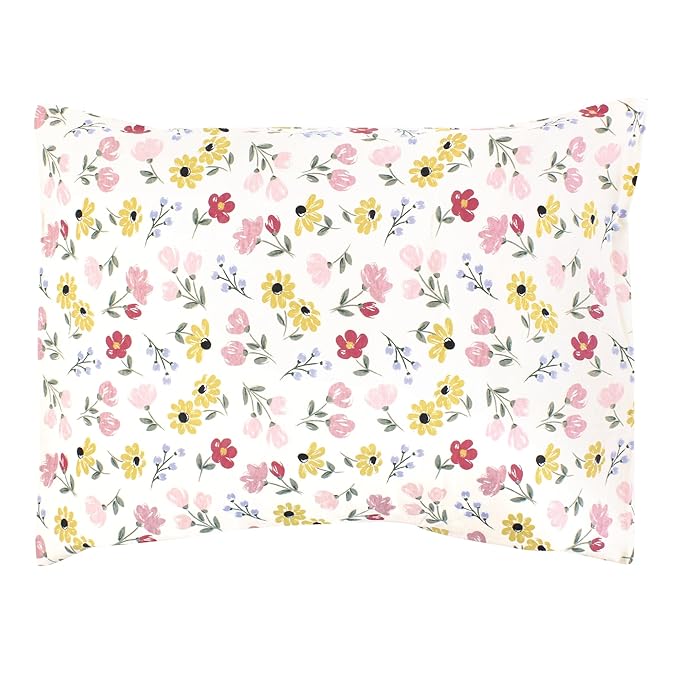 Hudson Baby Unisex Baby Cotton Toddler Pillow Case, Soft Painted Floral, One Size