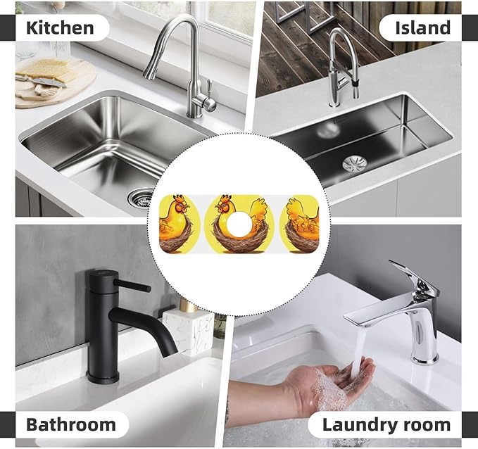 Bird's Nest Golden Chicken Printed Faucet Absorbent mat, Suitable for bathrooms, Kitchens, and Other Sink Areas.