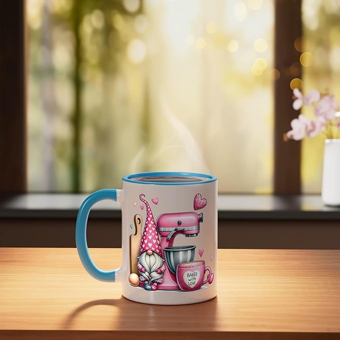 Baker Cute Baking Pastry Chef Bake Love Bakery Owner Ceramic Mug, Blue/White