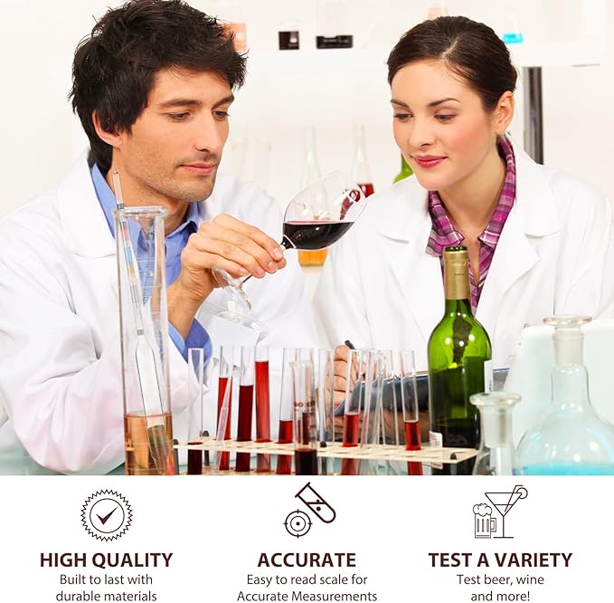 3 Packs Triple Scale Hydrometer with Cleaning Cloth for Wine Beer Mead Kombucha Brewer Elite Hydrometer Alcohol Measuring Tools Brewing Supplies Distilling Equipment for Home Tester