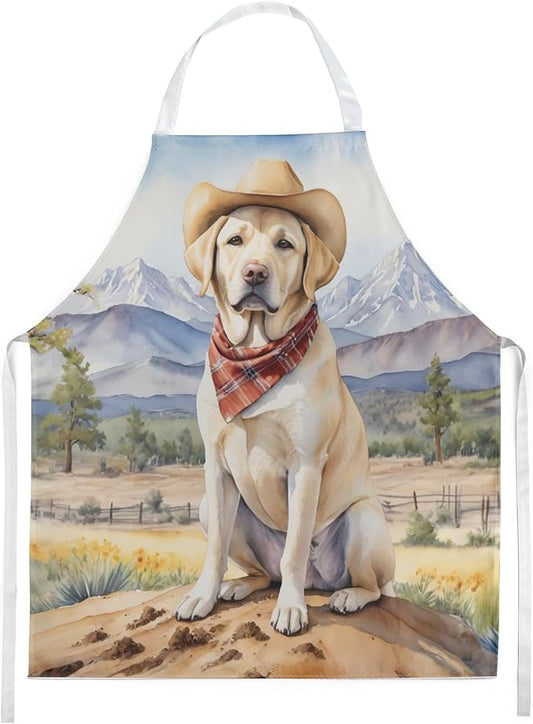 Caroline's Treasures Labrador Retriever Cowboy Welcome Apron Cooking Kitchen Server Baking Crafts Gardening for Adult Women Men, Unisex, Large, Multicolor