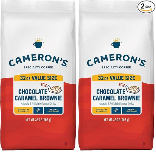 Cameron's Coffee Roasted Ground Coffee Bag, Chocolate Caramel Brownie, 32 Ounce (Pack of 2)