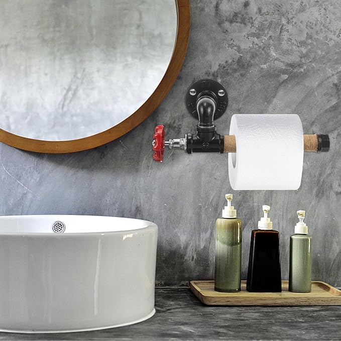 Angoily Wall Mount Paper Towel Holder Rustic Industrial Style Kitchen Towel Dispenser Sturdy Design Versatile Storage for Bathroom and Kitchen Easy Assembly Decor