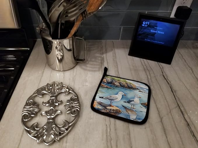 Caroline's Treasures Gulls Scavenging Pair of Pot Holders Kitchen Heat Resistant Pot Holders Sets Oven Hot Pads for Cooking Baking BBQ, 7 1/2 x 7 1/2