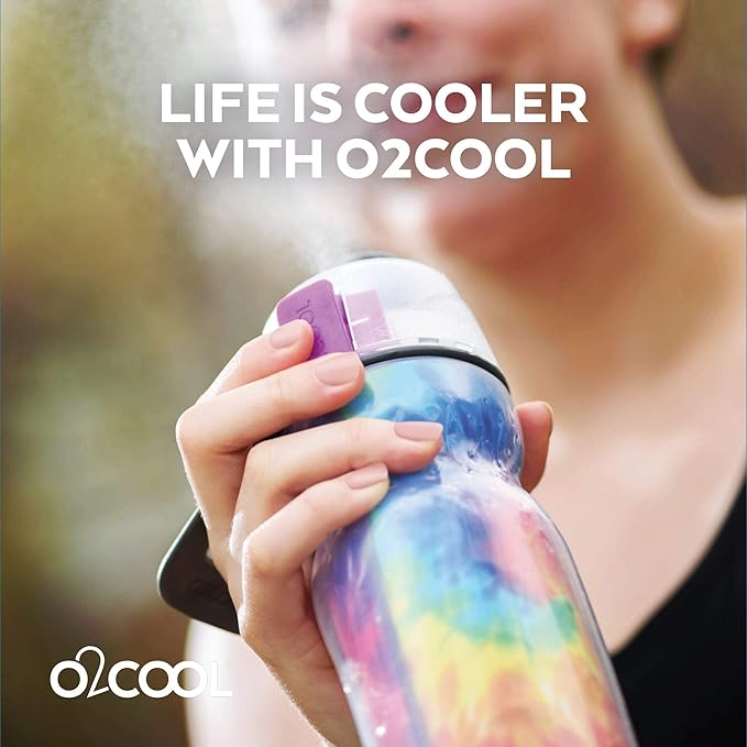 O2COOL Mist 'N Sip Misting Water Bottle 2-in-1 Mist And Sip Function With No Leak Pull Top Spout Reusable Sports Water Bottle - 20 oz (Artist)